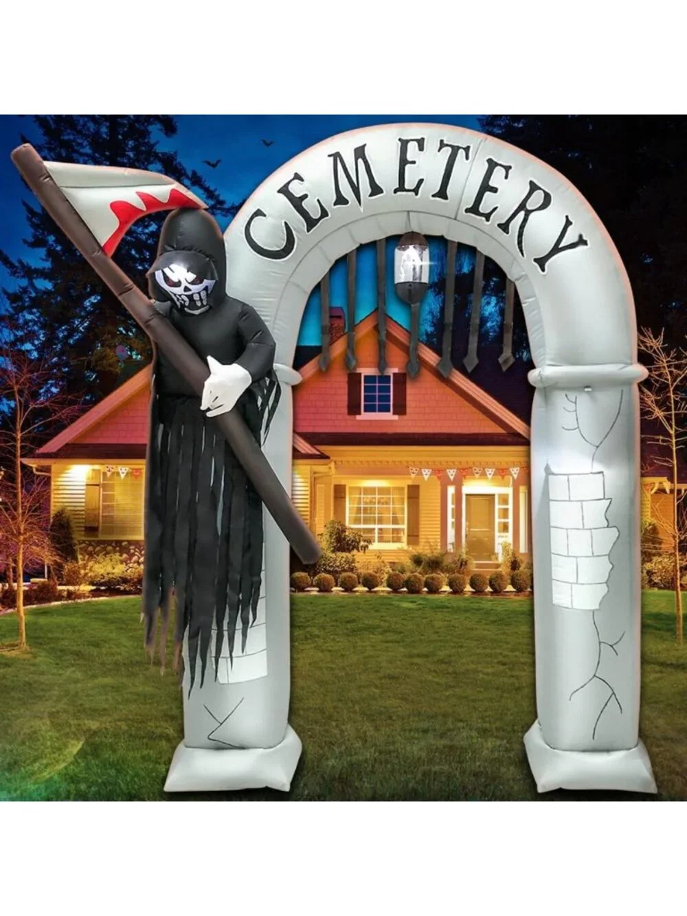 8FT LED Lighted Halloween Inflatable Archway - Spooky Grim Reaper Yard Decor